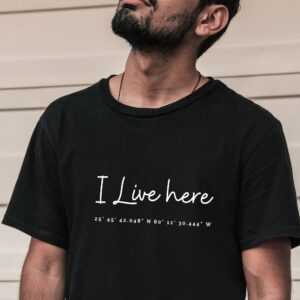 Miami T-Shirt, I Live Here Tee, Gps Coordinates T-Shirt, Special Location Gift, Unisex Ultra Cotton Tee