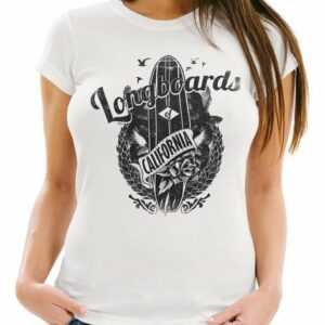 Neverless Print-Shirt "Damen T-Shirt California Longboards Surfing Surfboard Slim Fit Neverless®" mit Print