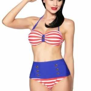 Samegame Bandeau-Bikini "Vintage Marine Push-Up Bandeau-Bikini Rockabilly Bikini Set mit hohe Taille"
