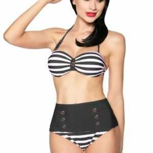 Samegame Bandeau-Bikini "Vintage Marine Push-Up Bandeau-Bikini Rockabilly Bikini Set mit hohe Taille"