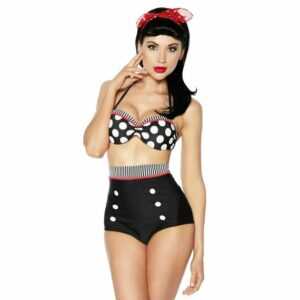 Samegame Push-Up-Bikini "Vintage Push-Up Bikini Set Rockabilly Bademode in weiß schwarz rot Polka Dots"