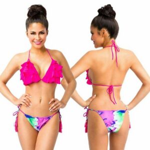 Samegame Triangel-Bikini "Triangel Bikini Set Neckholder Bikini Badeanzug gerüschtes-Top, Slip, in pink gemustert"
