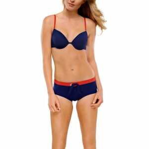 Schiesser Bügel-Bikini "Aqua" (2 St) Damen Bikini-Set, Bügel, gepaddet, 2-teilig, admiral blau-rot