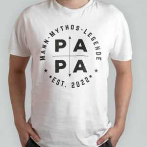 T-Shirt - Papa Mann, Mythos, Legende, Vater Geworden, Jahreszahlen Personalisierbar, Geschenk Für Väter, Zur Geburt, Shirt