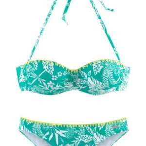 Venice Beach Bügel-Bandeau-Bikini mit kontrasfarbener Häkelkante