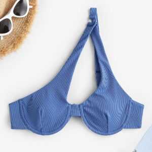 ZAFUL Asymmetrischer Bikini Top mit Gebundenem Rücken und Ausschnitten M Blau