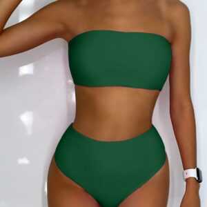 ZAFUL Bandeau Bikini Set mit Hoher Taile M Mittleres meer grün