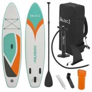 in.tec SUP-Board, "Palmeira" Paddleboard 320x76x15cm Surfboard bis 150 kg aufblasbar Weiß/Blau