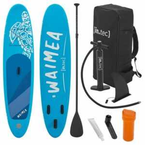 in.tec SUP-Board, "Waimea" Paddleboard 305x71x10cm Surfboard bis 100 kg aufblasbar Hellblau