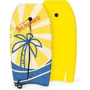 GOPLUS 93x47cm Bodyboard mit Fuss-Zugseil, Schwimmbrett , Surfboard Surfbrett für Meer, Pool, SUP-Board, leichtes Gewicht von 0,7kg, für Jugendliche