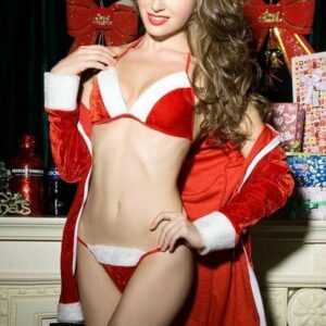 JSY Kostüm "Damen Bikini Weihnachtskostüm 4 Teilig"