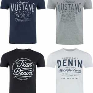 MUSTANG T-Shirt "4er Pack Mustang Herren T-Shirt" (4-tlg) aus 100% Baumwolle