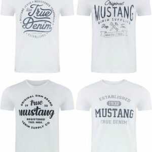 MUSTANG T-Shirt "4er Pack Mustang Herren T-Shirt" (4-tlg) aus 100% Baumwolle