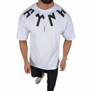 Oversize Herren T-Shirt Basic Shirt Tee Longshirt Premium Qualität Kurzarm Fashion TS-8900 2XL Weiß - Megaman