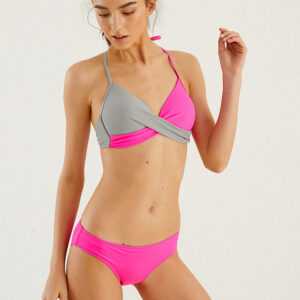 Damen Bikinis Halfter Color Block Front Twisted Sexy Badeanzüge