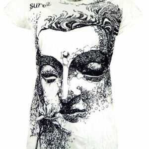 Guru-Shop T-Shirt "Sure T-Shirt Buddha - weiß" Festival, Goa Style, alternative Bekleidung