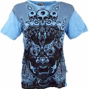 Guru-Shop T-Shirt "Sure T-Shirt Dämon - hellblau" Goa Style, Festival, alternative Bekleidung