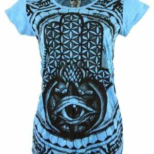 Guru-Shop T-Shirt "Sure T-Shirt Fatimas Hand - hellblau" Festival, Goa Style, alternative Bekleidung