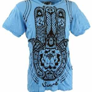 Guru-Shop T-Shirt "Sure T-Shirt Fatimas Hand - hellblau" Goa Style, Festival, alternative Bekleidung
