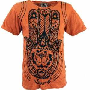 Guru-Shop T-Shirt "Sure T-Shirt Fatimas Hand - rostorange" Goa Style, Festival, alternative Bekleidung