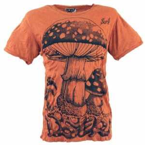 Guru-Shop T-Shirt "Sure T-Shirt Fliegenpilz - rostorange" Goa Style, Festival, alternative Bekleidung