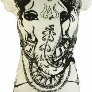 Guru-Shop T-Shirt "Sure T-Shirt Ganesh - weiß" Festival, Goa Style, alternative Bekleidung