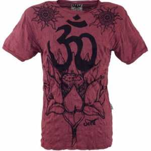 Guru-Shop T-Shirt "Sure T-Shirt Lotus OM - bordeaux" Goa Style, Festival, alternative Bekleidung
