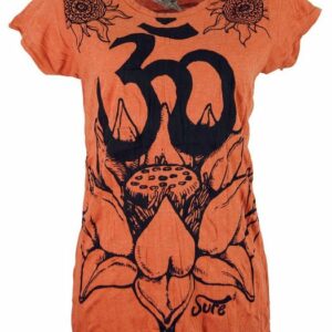 Guru-Shop T-Shirt "Sure T-Shirt Lotus - Om - rostorange" Festival, Goa Style, alternative Bekleidung