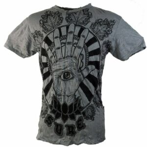 Guru-Shop T-Shirt "Sure T-Shirt Magic Eye - grau" Goa Style, Festival, alternative Bekleidung