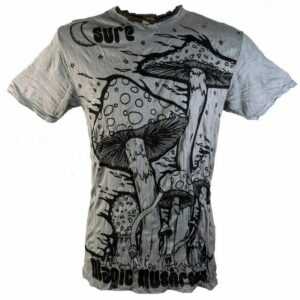 Guru-Shop T-Shirt "Sure T-Shirt Magic Mushroom - grau" Goa Style, Festival, alternative Bekleidung