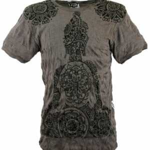 Guru-Shop T-Shirt "Sure T-Shirt Mandala Buddha - taupe" Goa Style, Festival, alternative Bekleidung