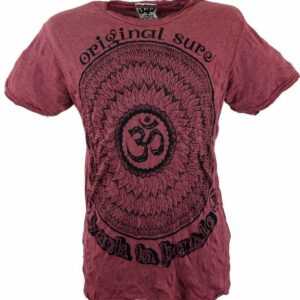 Guru-Shop T-Shirt "Sure T-Shirt Mandala OM - bordeaux" Goa Style, Festival, alternative Bekleidung