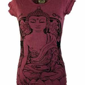 Guru-Shop T-Shirt "Sure T-Shirt Meditation Buddha - bordeaux" Festival, Goa Style, alternative Bekleidung