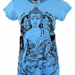 Guru-Shop T-Shirt "Sure T-Shirt Meditation Buddha - hellblau" Festival, Goa Style, alternative Bekleidung