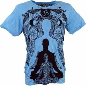 Guru-Shop T-Shirt "Sure T-Shirt Meditation Buddha - hellblau" Goa Style, Festival, alternative Bekleidung