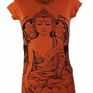 Guru-Shop T-Shirt "Sure T-Shirt Meditation Buddha - orange" Festival, Goa Style, alternative Bekleidung