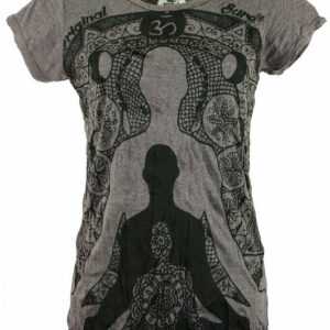 Guru-Shop T-Shirt "Sure T-Shirt Meditation Buddha - taupe" Festival, Goa Style, alternative Bekleidung
