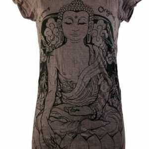 Guru-Shop T-Shirt "Sure T-Shirt Meditation Buddha - taupe" Festival, Goa Style, alternative Bekleidung