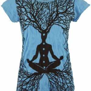 Guru-Shop T-Shirt "Sure T-Shirt Meditation Chakra Buddha - hellblau" Festival, Goa Style, alternative Bekleidung