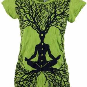 Guru-Shop T-Shirt "Sure T-Shirt Meditation Chakra Buddha - lemon" Festival, Goa Style, alternative Bekleidung