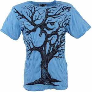Guru-Shop T-Shirt "Sure T-Shirt OM Tree - hellblau" Goa Style, Festival, alternative Bekleidung