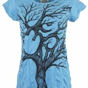 Guru-Shop T-Shirt "Sure T-Shirt Om Tree - hellblau" Festival, Goa Style, alternative Bekleidung