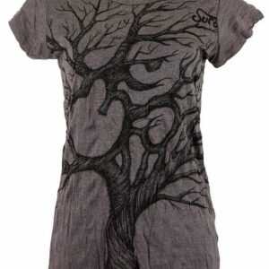 Guru-Shop T-Shirt "Sure T-Shirt Om Tree - taupe" Festival, Goa Style, alternative Bekleidung