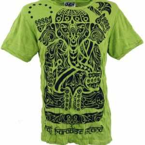 Guru-Shop T-Shirt "Sure T-Shirt Tribal Ganesha - lemon" Goa Style, Festival, alternative Bekleidung