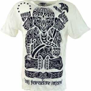 Guru-Shop T-Shirt "Sure T-Shirt Tribal Ganesha - weiß" Goa Style, Festival, alternative Bekleidung
