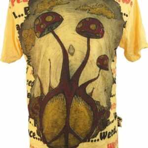 Guru-Shop T-Shirt "Weed T-Shirt - Pilz mangogelb" Goa Style, Festival, alternative Bekleidung