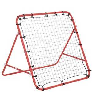 HOMCOM Fußball Rebounder Kickback Tor Rückprallwand Netz, Metallrohr+PE Gewebe, 96 x 80 x 96 cm, Rot