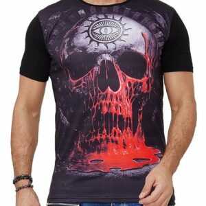John Kayna T-Shirt "Herren T-Shirt Skull Design Totenkopf Kurzarm" (Shirt Polo Kurzarmshirt Tee, 1-tlg., im modischem Design) Fitness Freizeit Casual