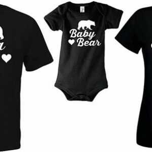 Youth Designz Strampler "Mama Papa Baby Bear Herren Damen Baby T-Shirt Strampler Set" in tollem Design, mit Frontprint