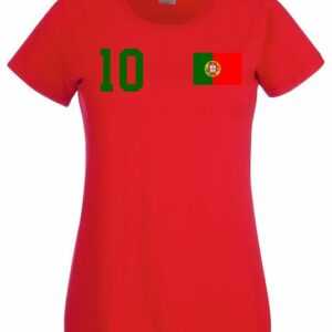 Youth Designz T-Shirt "Portugal Damen T-Shirt im Fußball Trikot Look" mit trendigem Motiv